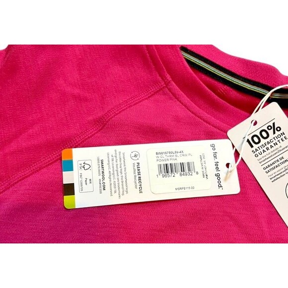 Smartwool Classic Thermal Merino Base Layer Crew Women's Size 4X Pink Plus - Picture 2 of 11